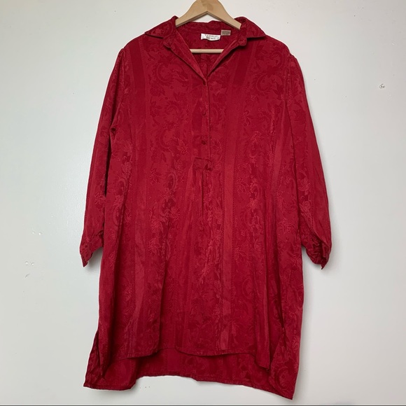 Vintage Victoria’s Secret Red Paisley Sleep Shirt Women’s Size Small - Picture 5 of 9